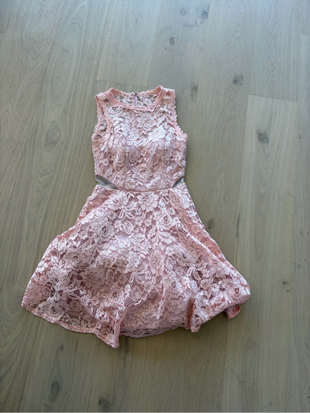 Sleeveless Pink Lace Dress